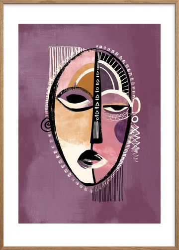 Stille rytme i ansigtet - Oak Frame, With White Border