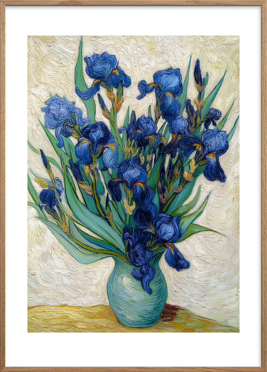 Blød blå hvisken - Oak Frame, With White Border