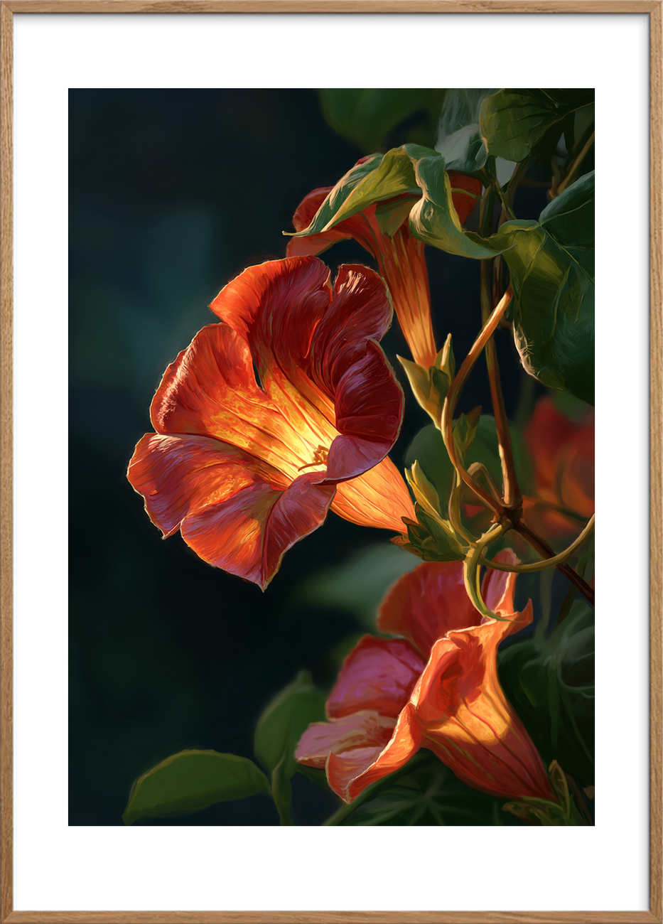 Indre glødens sang - Oak Frame, With White Border