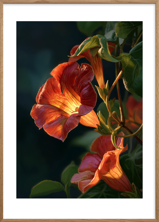 Indre glødens sang - Oak Frame, With White Border