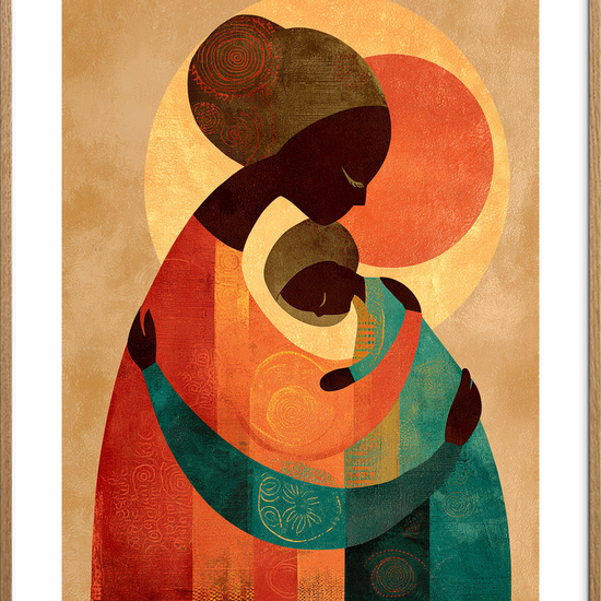 Moderens stille hjertesang - Oak Frame, With White Border