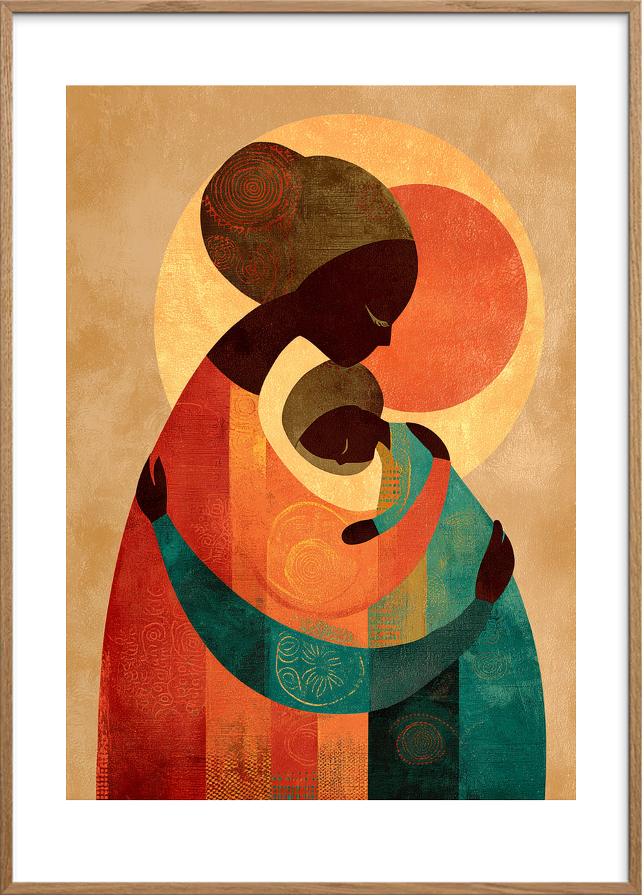 Moderens stille hjertesang - Oak Frame, With White Border