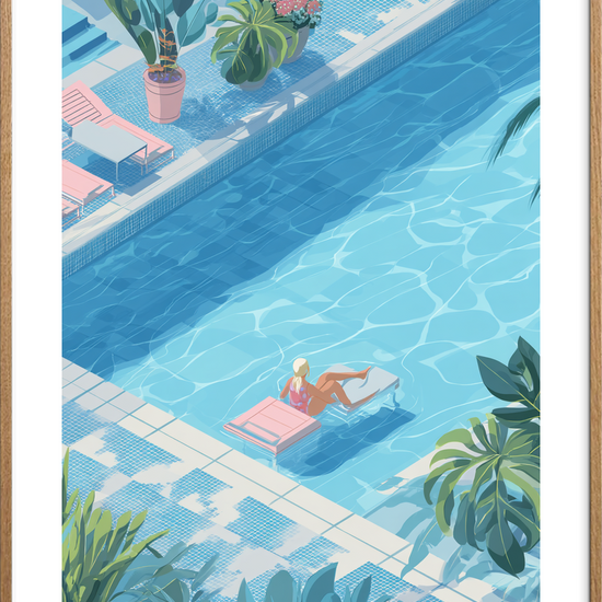 Vandets bløde kys - Oak Frame, With White Border