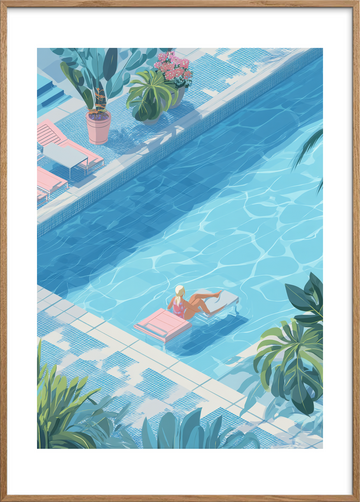 Vandets bløde kys - Oak Frame, With White Border