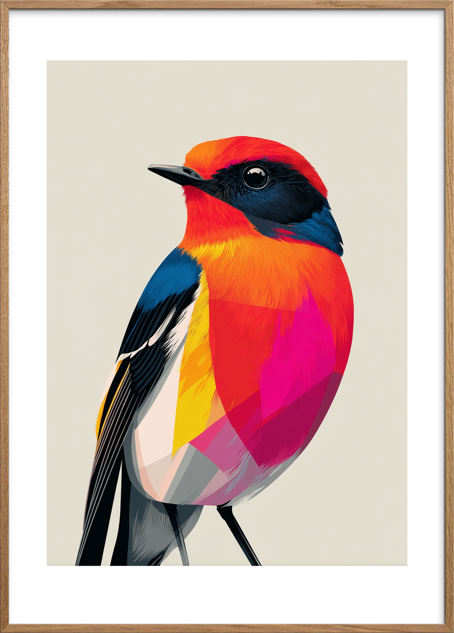 Fløjlssang i farvebrus - Oak Frame, With White Border