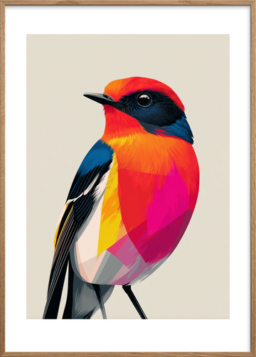 Fløjlssang i farvebrus - Oak Frame, With White Border