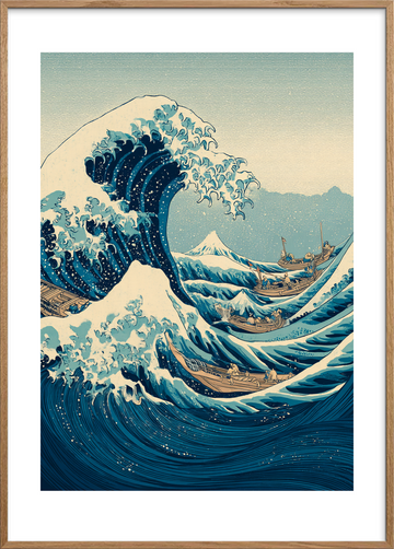 Bølgernes sang - Oak Frame, With White Border