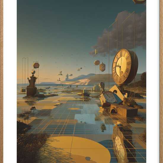 Tidens hvisken over havet - Oak Frame, With White Border