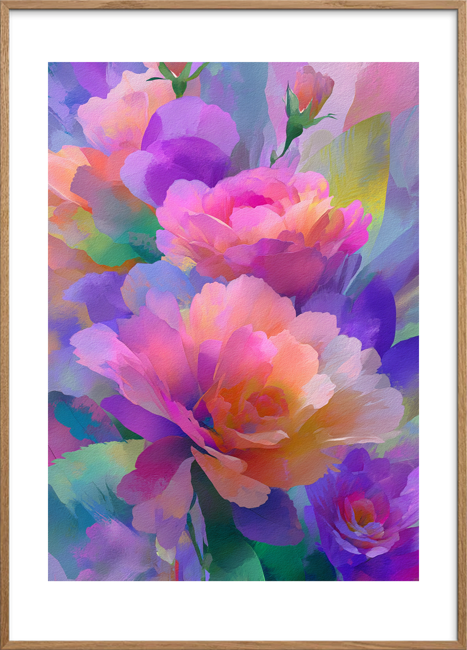 Duften af skjult sommersang - Oak Frame, With White Border