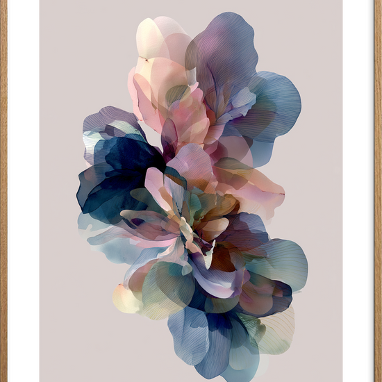 Hvisken af silke og regn - Oak Frame, With White Border