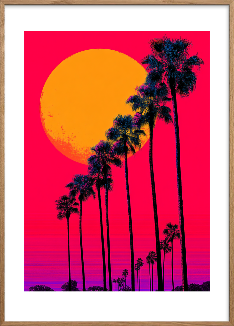 Hvisken af palmer - Oak Frame, With White Border
