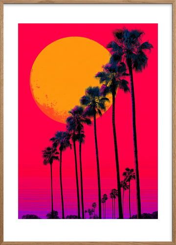 Hvisken af palmer - Oak Frame, With White Border