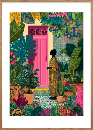 Tropisk stilheds sagte rytme - Oak Frame, With White Border