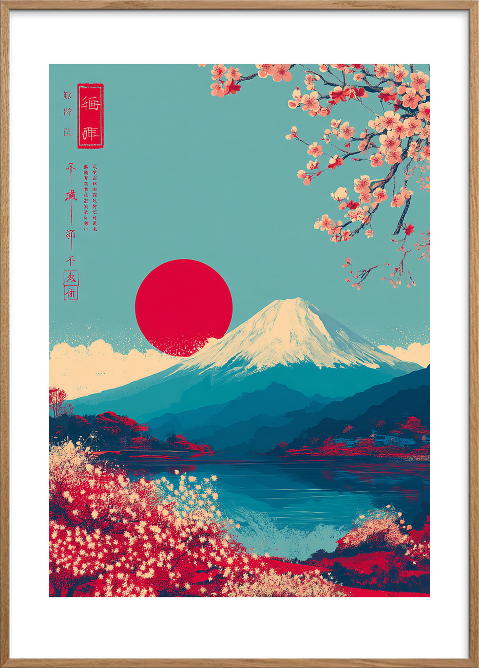 Solens stille klang - Oak Frame, With White Border