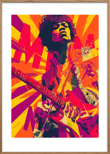 Elektrisk smag af sol - Oak Frame, With White Border