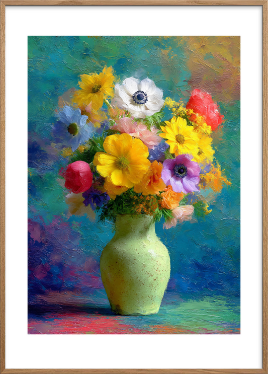 Smagen af farver - Oak Frame, With White Border