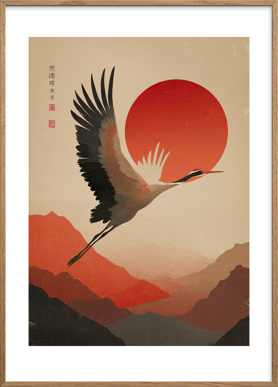 Klang af sol og vinger - Oak Frame, With White Border