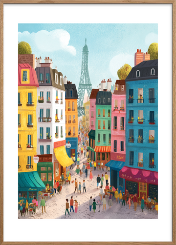 Kaffeduft og brostensklang - Oak Frame, With White Border