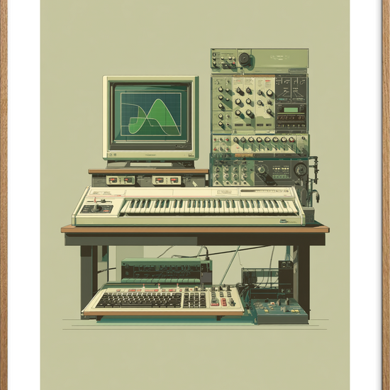 Lydens grønne kurver - Oak Frame, With White Border