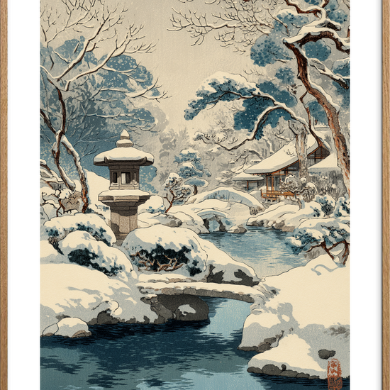 Snefaldets hvisken - Oak Frame, With White Border