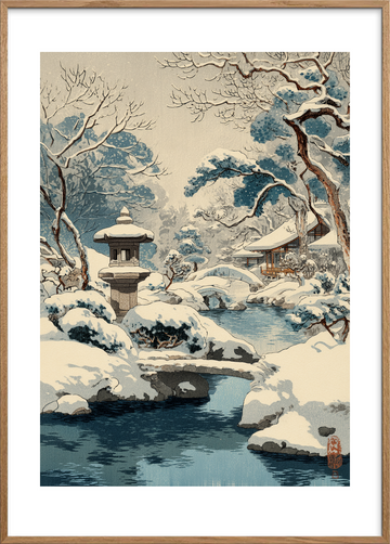 Snefaldets hvisken - Oak Frame, With White Border