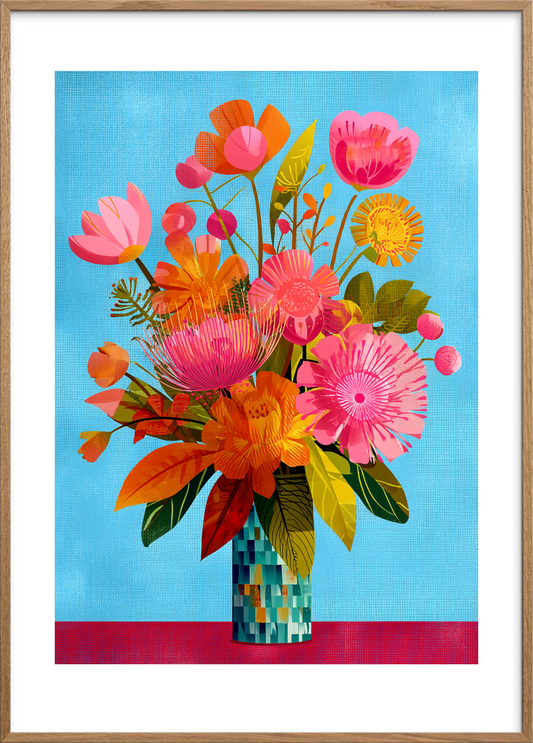 Sommerens bløde sus - Oak Frame, With White Border