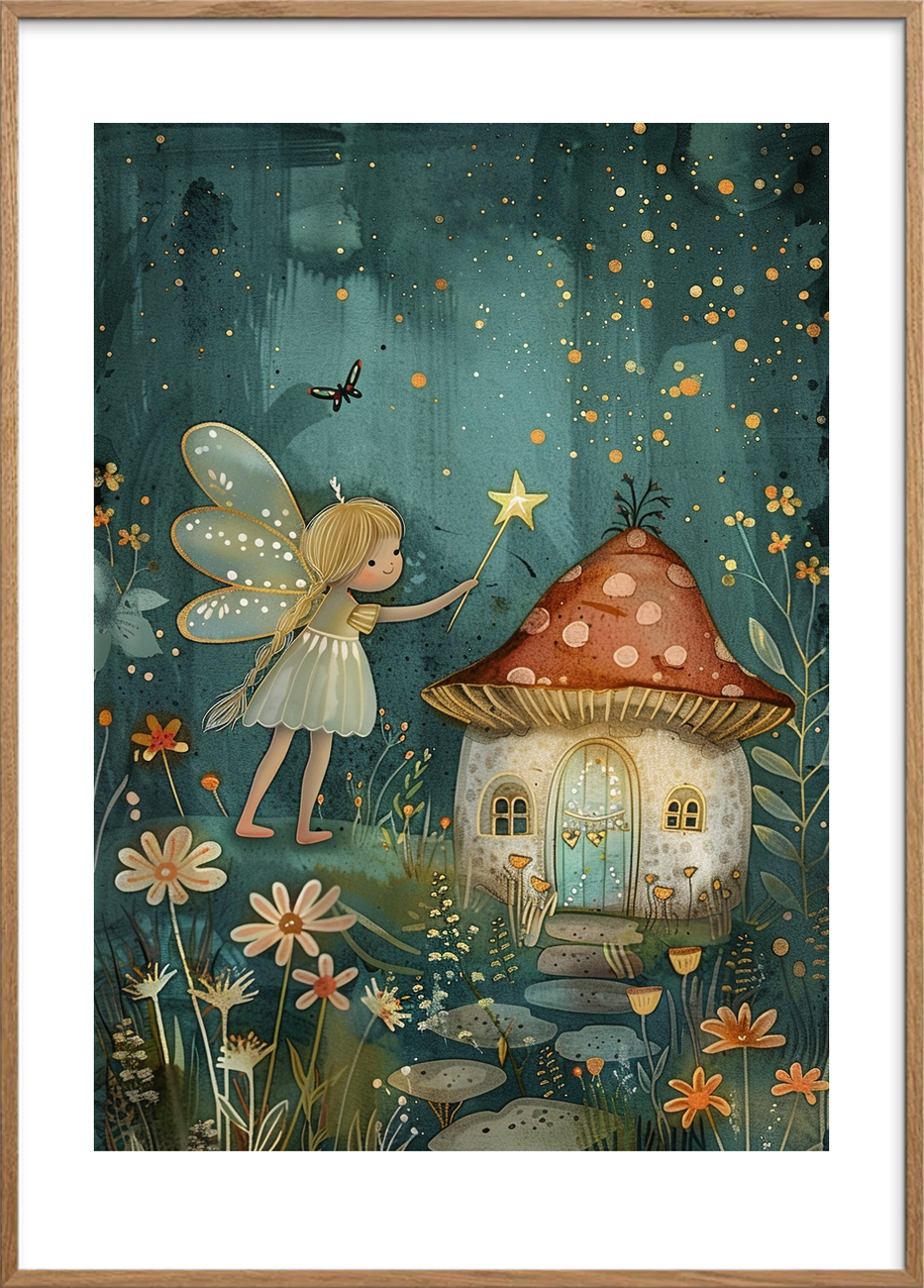 Måneskinets blide berøring - Oak Frame, With White Border