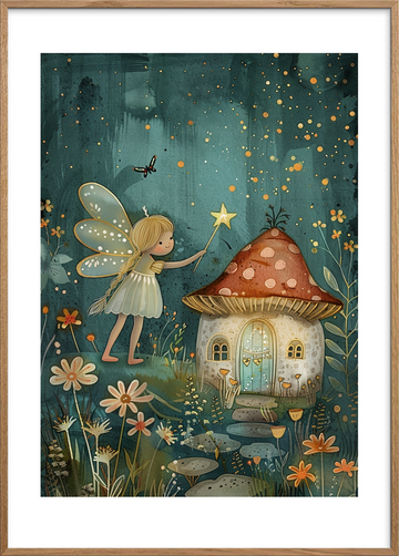 Måneskinets blide berøring - Oak Frame, With White Border