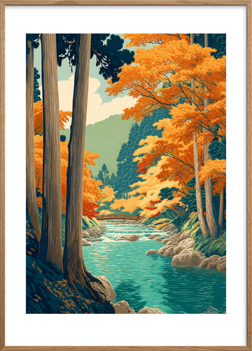 Bækens rytmiske klang - Oak Frame, With White Border