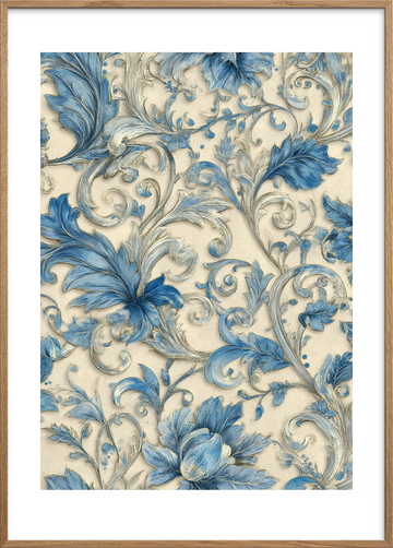 Blå hvisken mod huden - Oak Frame, With White Border