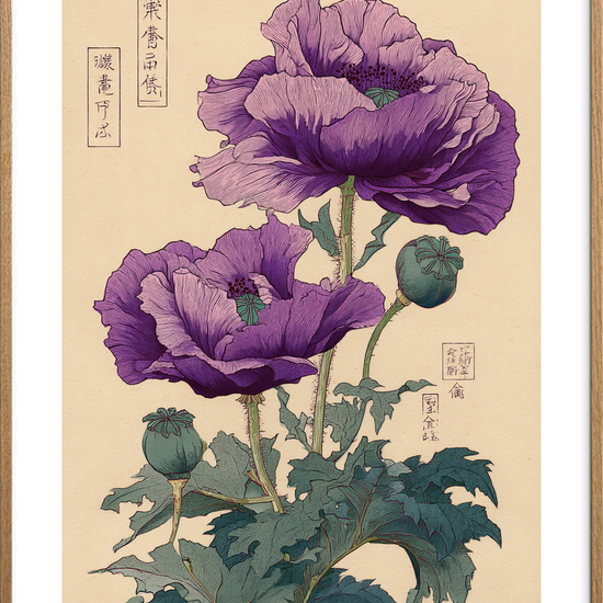 Hvisken fra lilla kronblade - Oak Frame, With White Border