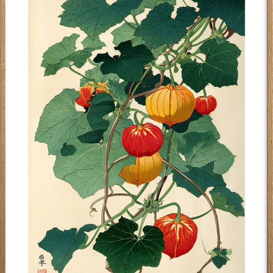 Hviskende lanterner i vinden - Oak Frame, With White Border