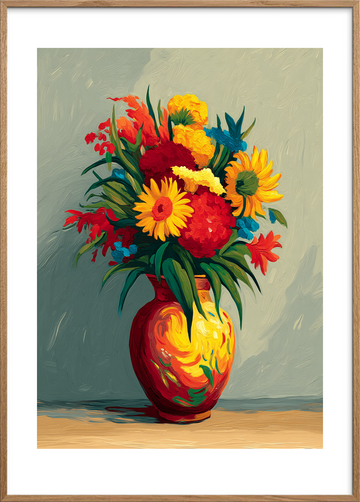 Duften af varme farver - Oak Frame, With White Border