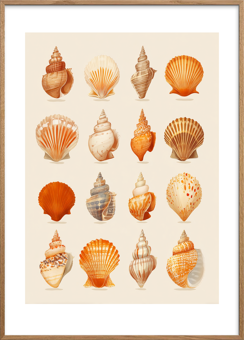 Havets sagte hvisken - Oak Frame, With White Border