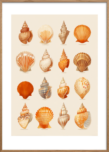 Havets sagte hvisken - Oak Frame, With White Border