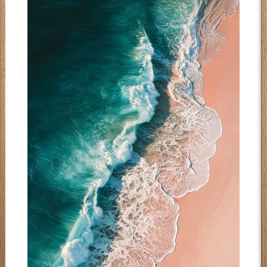 Havets hvisken mod sand - Oak Frame, With White Border