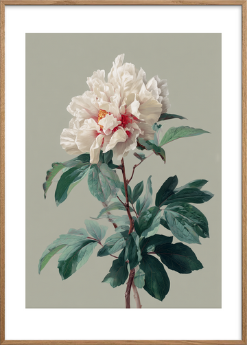 Suk fra silkeblød blomst - Oak Frame, With White Border