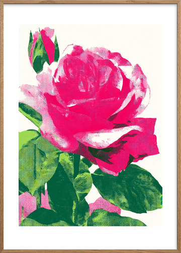 Blød neon, stille sus - Oak Frame, With White Border