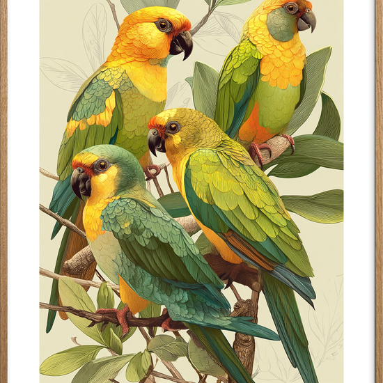 Fjerenes varme hvisken - Oak Frame, With White Border