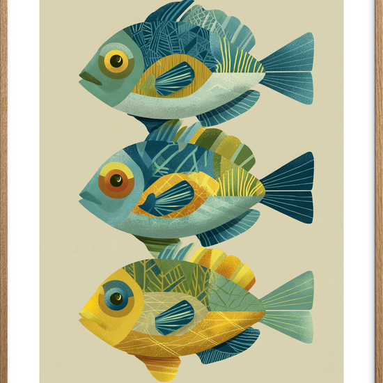 Havets sagte klang - Oak Frame, With White Border