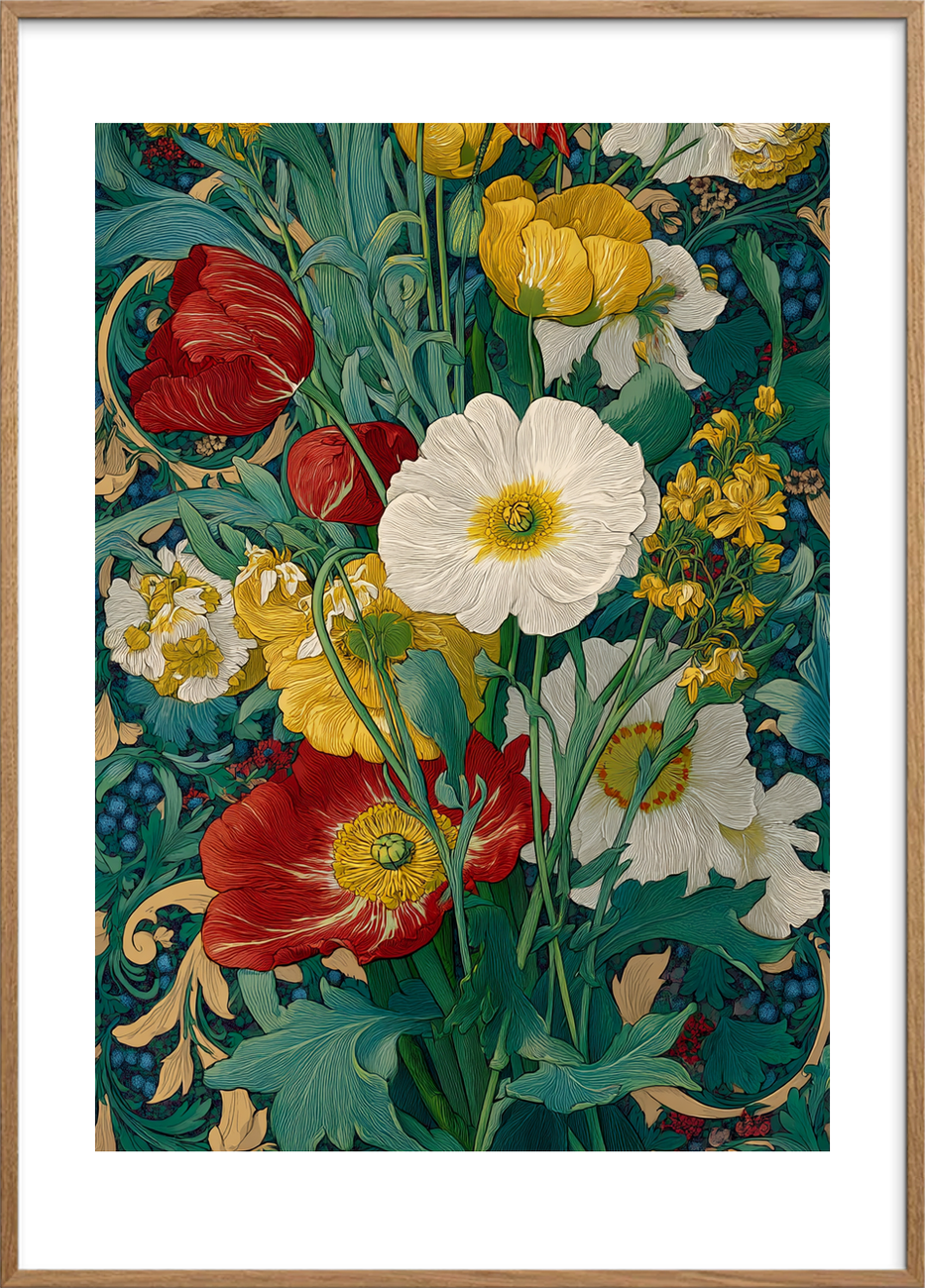 Lyden af farverne - Oak Frame, With White Border