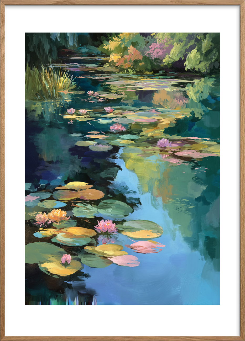 Vandets hviskende sang - Oak Frame, With White Border