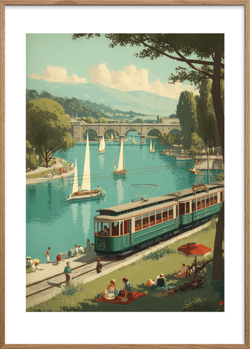 Sporvognens stille klang - Oak Frame, With White Border