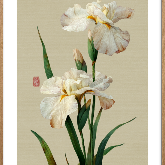 Hviskende silkeblødt åndedrag - Oak Frame, With White Border