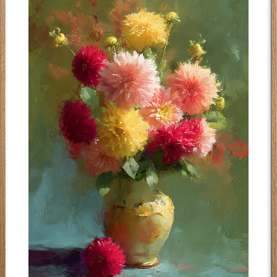 Honningblød blomstersus - Oak Frame, With White Border