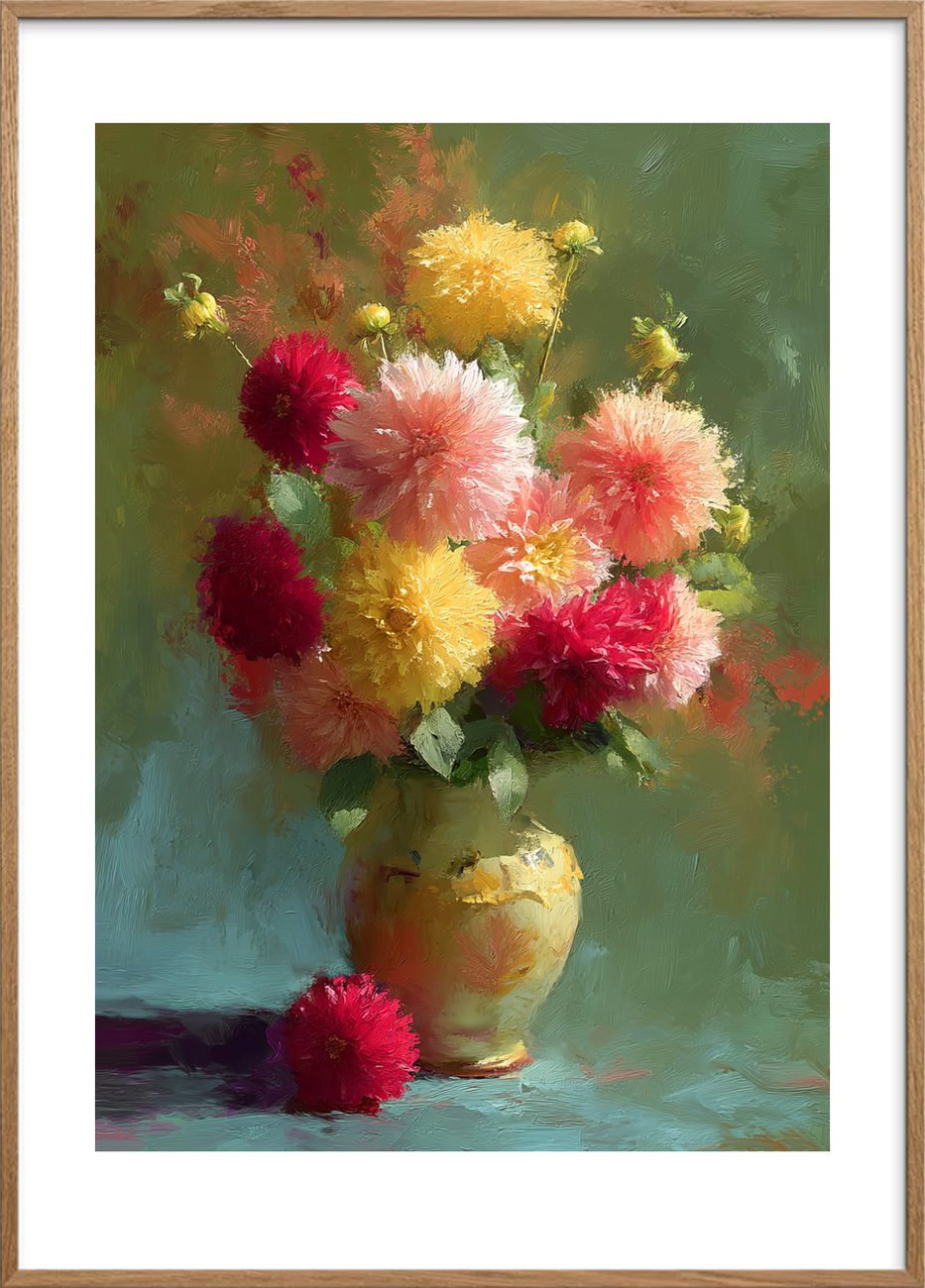 Honningblød blomstersus - Oak Frame, With White Border