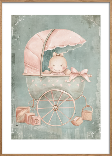 Vuggevise af silkestøv - Oak Frame, With White Border