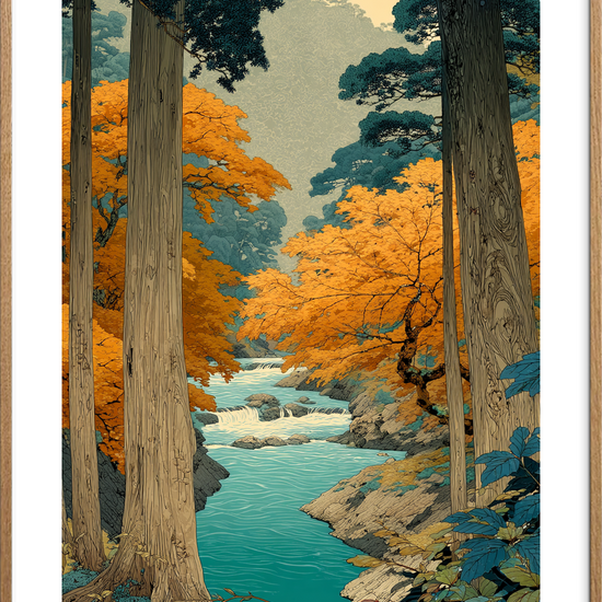 Sang fra det blå vand - Oak Frame, With White Border