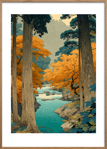 Sang fra det blå vand - Oak Frame, With White Border