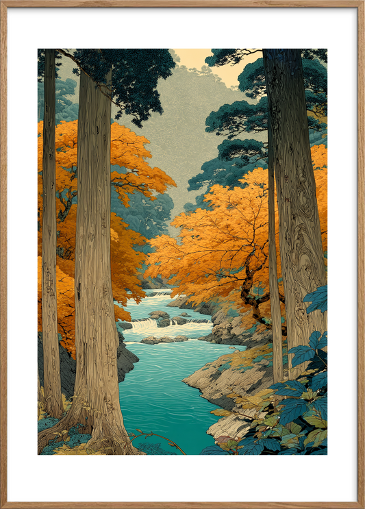 Sang fra det blå vand - Oak Frame, With White Border
